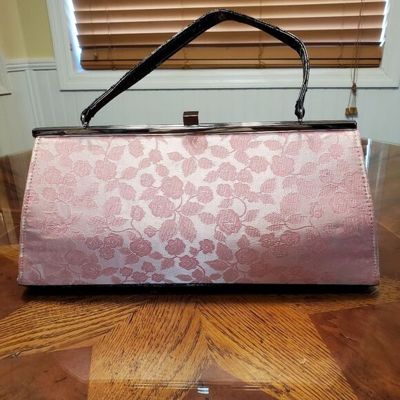 Original Glenda Gies Pink Rose Handbag Purse with Square Latch - Picture 1 of 15